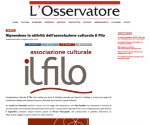 Riprendono le attività dell’associazione culturale Il Filo 2024 – L'Osservatore